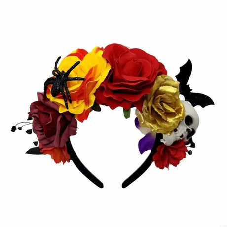 Skull Bat Roses Halloween Theme Flower Hairband