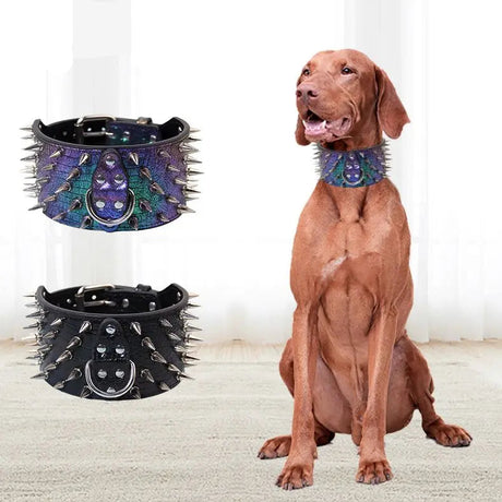ROAWRRR Dragon Laser Leather Ultra-wide Small and Medium Dog Collar Pet Accessories