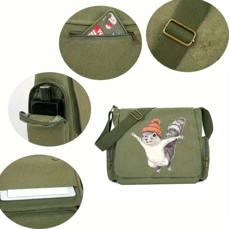 Flying Squirrel Nirvana Print Canvas Shoulder Bag Crossbody Messenger Bag