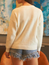 Hello Pumpkin Halloween Sweater Letter Embroidery Knit Fall Winter Pullover