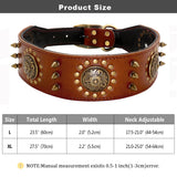Genuine Leather Dog Collar 2inch Wide Rivets and Spikes Medieval Cosplay