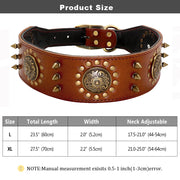 Genuine Leather Dog Collar 2inch Wide Rivets and Spikes Medieval Cosplay