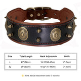 Genuine Leather Dog Collar 2inch Wide Rivets and Spikes Medieval Cosplay