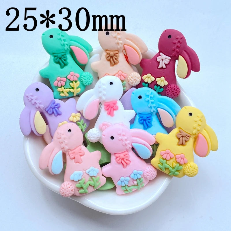 10Pcs Mini 25*30mm Rabbit Flat Back Resin Scrapbooking DIY Jewellery Craft Decoration