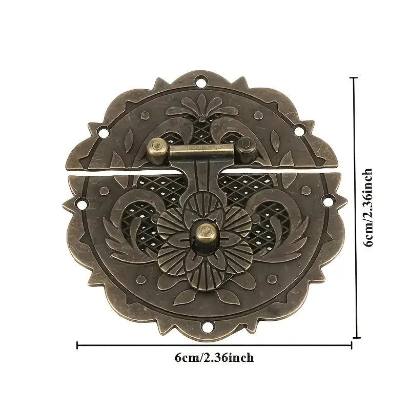 Round Metal Hasp with Floral Design Decorative Latch for Wooden DIY Projects