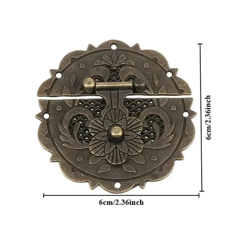 Round Metal Hasp with Floral Design Decorative Latch for Wooden DIY Projects