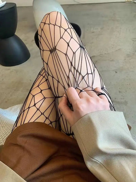 Spiderweb Fishnet Stockings Black Gothic Pantyhose