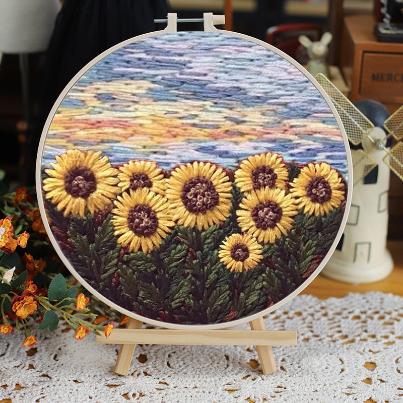DIY Floral Landscapes Beginner Embroidery Set With Hoop DIY Craft Kits