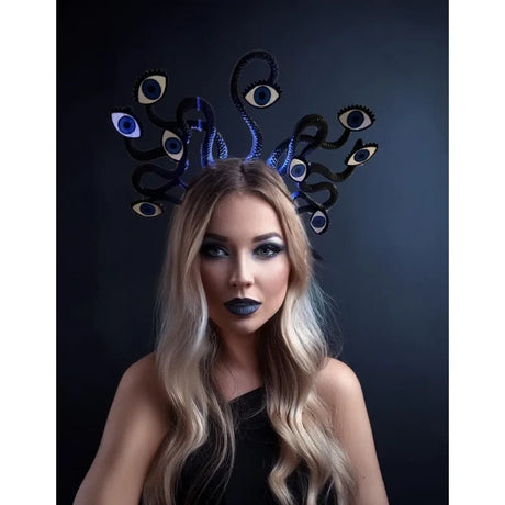 Surreal Evil Eye Snake Crown Light Up Rave Headpiece Halloween Costume