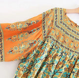 Sayra's Boho Sunshine Yellow Floral Print Long Sleeve Blouse Shirt