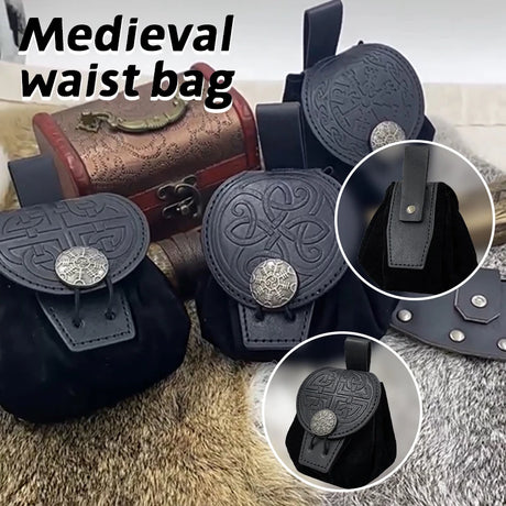 Medieval Pu Leather Belt Waist Coin Purse Drawstring Bag