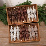 9PCS/SET Christmas Hanging Ornaments Gold‑brushed Plastic With Satin Ribbon