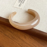 Smooth Round Acrylic Cuff Bangles Vintage Style Jelly Coloyr Smudging Wide Resin Bracelets