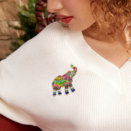 Rhinestone Elephant Brooches