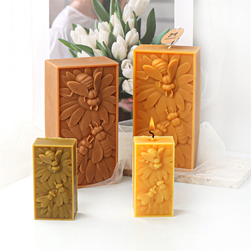 Bee Flower Silicone Mould DIY Soap Resin Baking Plaster Candle Making Moulds