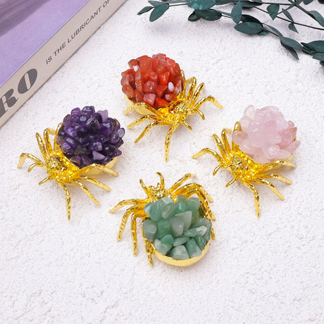1pc Natural Crystal Spider Animal Desk Decor