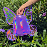 Mini Backpack Butterfly Wings Daypack Holographic Leather
