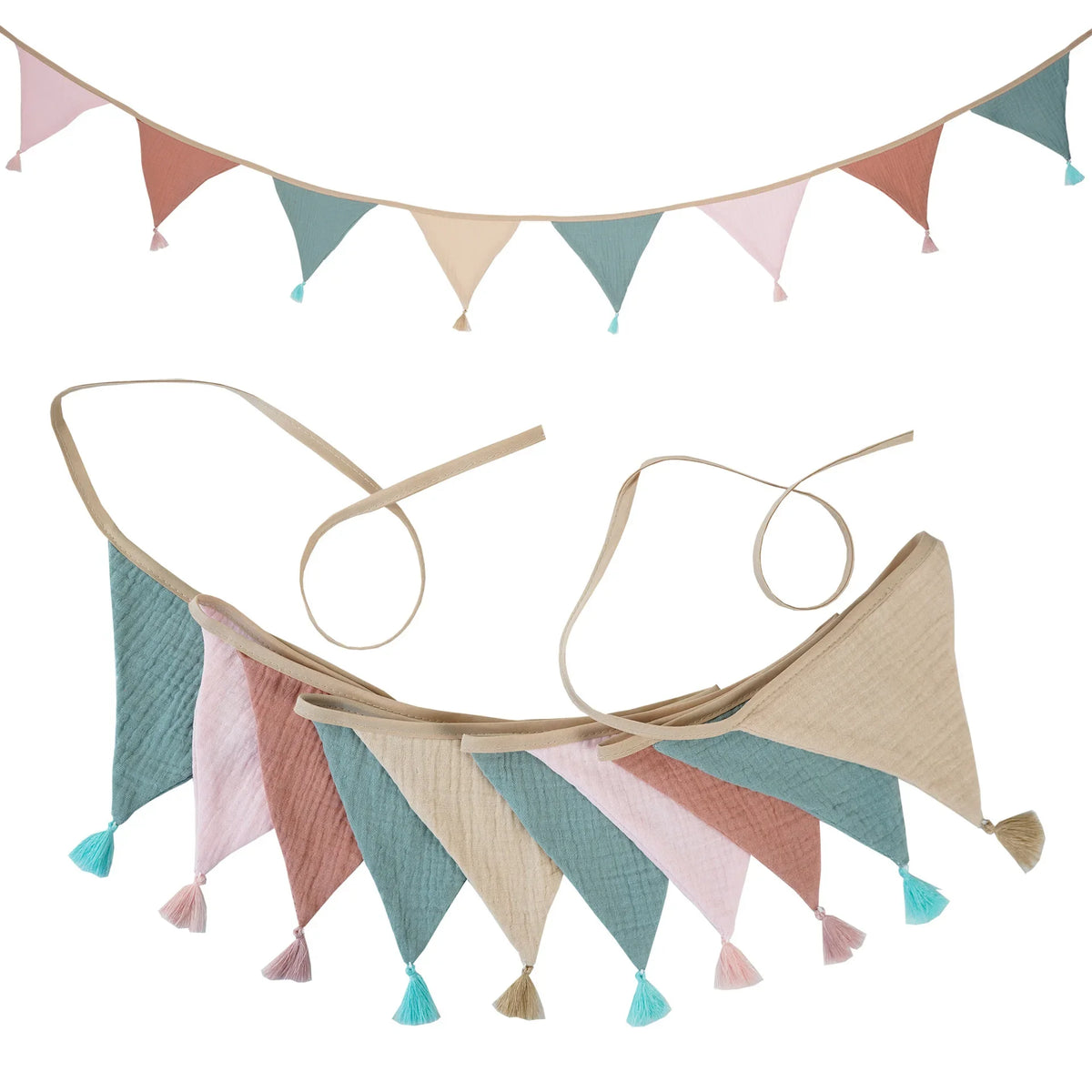 Children's Bunting 10 Triangle Flags with Tassles Party Decor Carnival Banner Garland 2.6M/8.5FT