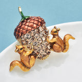 Squirrels And Acorn Brooch