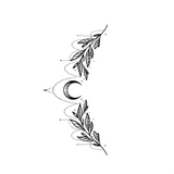 Crescent Branch and Leaf Temporary Tattoo