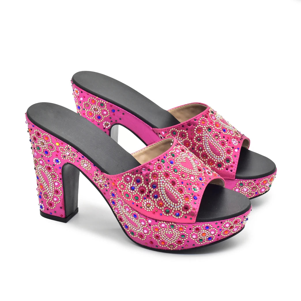 Paisley Summer Open Toe Platform High Heel Slides Shoes Comfortable Wedge Sandals