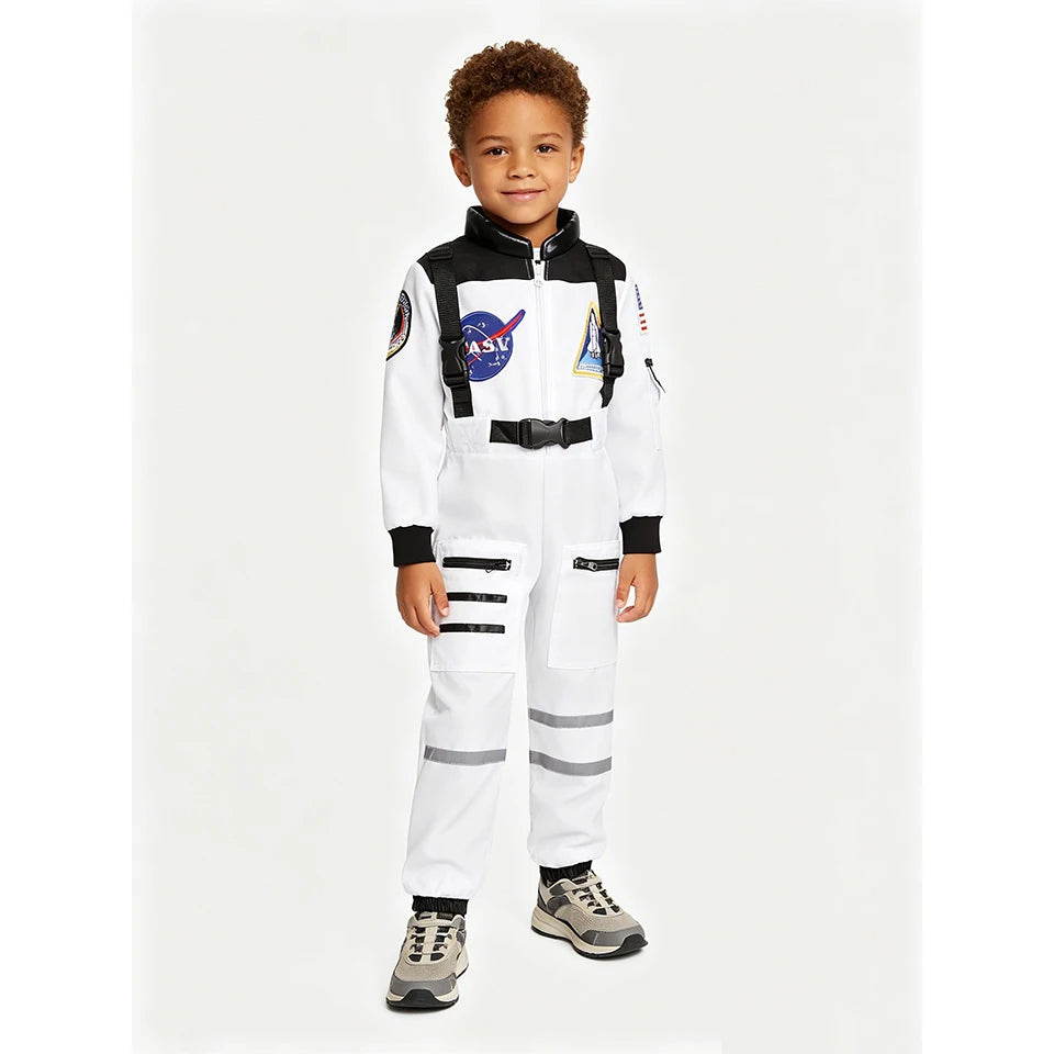 Kids Astronaut Costume Space Suit Halloween Cosplay Space Explorer Performance Book Week Costumes Children's Jumpsuit Spaceman Boys Girls