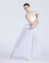 Black/White Ballet Long Mesh Ballet Skirt Two-layer Big Swing Ballerina Teacher Practice Dance Wear