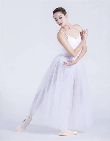 Black/White Ballet Long Mesh Ballet Skirt Two-layer Big Swing Ballerina Teacher Practice Dance Wear