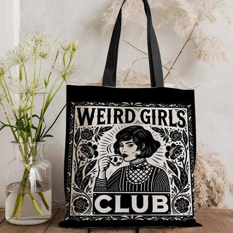 W-Weird G-Girls Club Storage Bags Double-Sided Print Canvas Tote Bag Large Capacity Shopping Bag