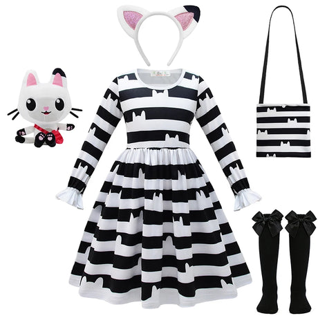 Cat Gabby Doll Striped Fancy Dress Halloween Cosplay Book Week Children's Costume
