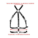 Gothic Dark Faux Leather Halter Body Harness, Adjustable Chest Strap Halloween Vampire Witch Cosplay