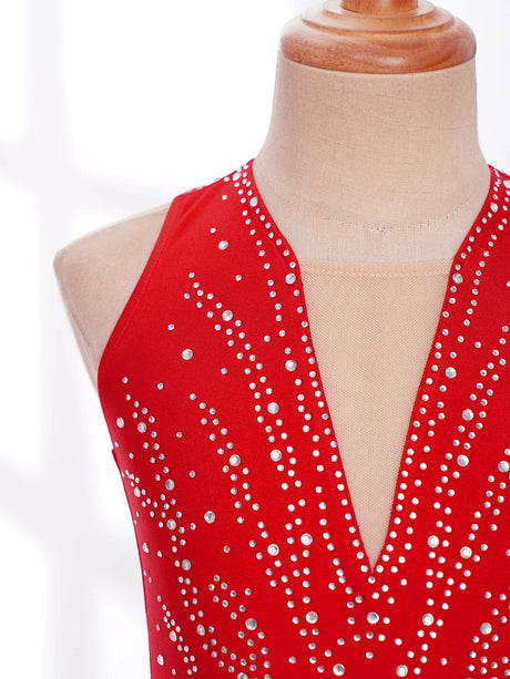 Girls Rhinestone Modern Contemporary Dance Ballet Dress Leotard Costume