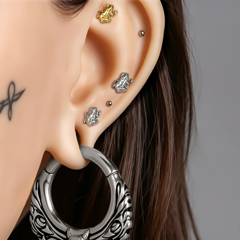 1PCS Titanium Tiny Frog Helix Earring Lobe Cartilage Stud Labret Lip Piercing Jewellery
