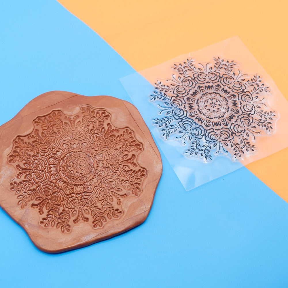 9cm Mandala Pottery Polymer Clay Texture Sheets Embossing Stamp