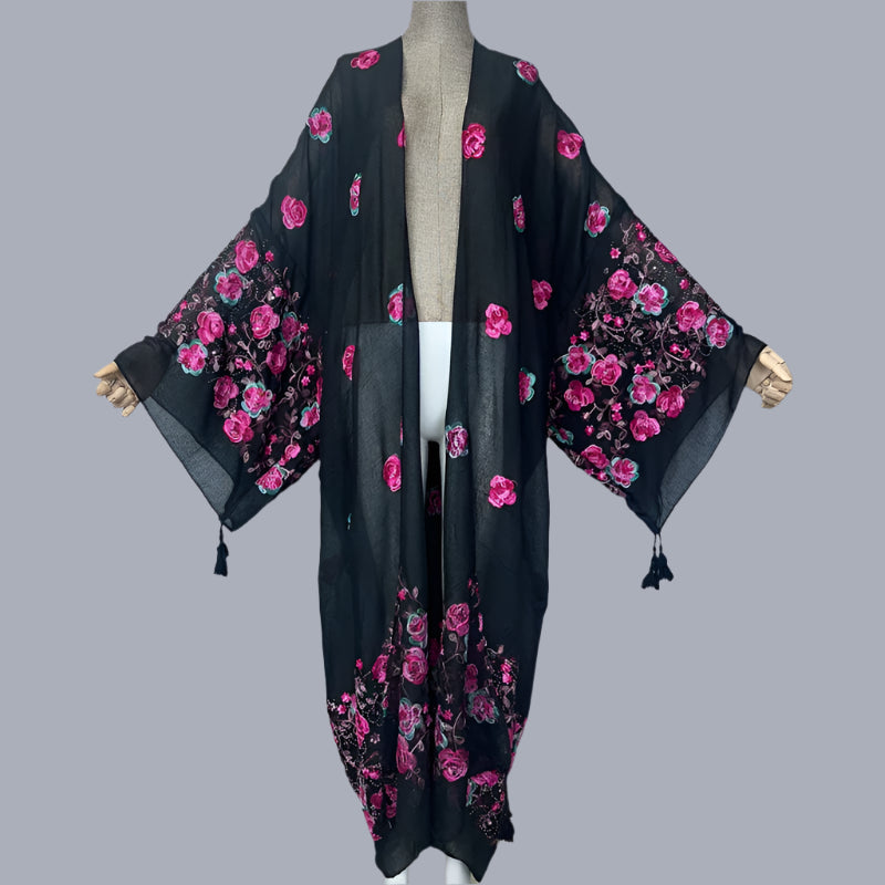 Rose's Embroidered Bohemian Cover Up Kimono