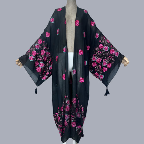 Rose's Embroidered Bohemian Cover Up Kimono