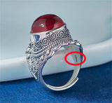 The Sage One's S925 Sterling Silver Rings Ancient Emboss Pattern Corundum