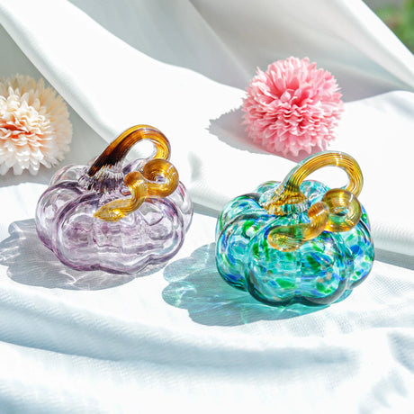 Handmade Blown Glass Pumpkin Ornament Fall & Harvest Thanksgiving Halloween Gift