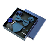 Men's 8pcs Tie Set Wedding Cravat Silk Bowtie Pocket Square Cufflinks Brooch Box Set Gifts For Men