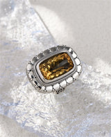 Circe's S925 Sterling Silver Rings Natural Amethyst Yellow Crystal