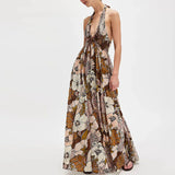 Summer's Floral Printed Halter Dress