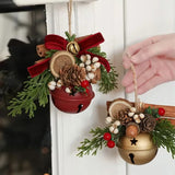Christmas Bell Antlers Bow Pinecone Bell Christmas Hanging Decoration