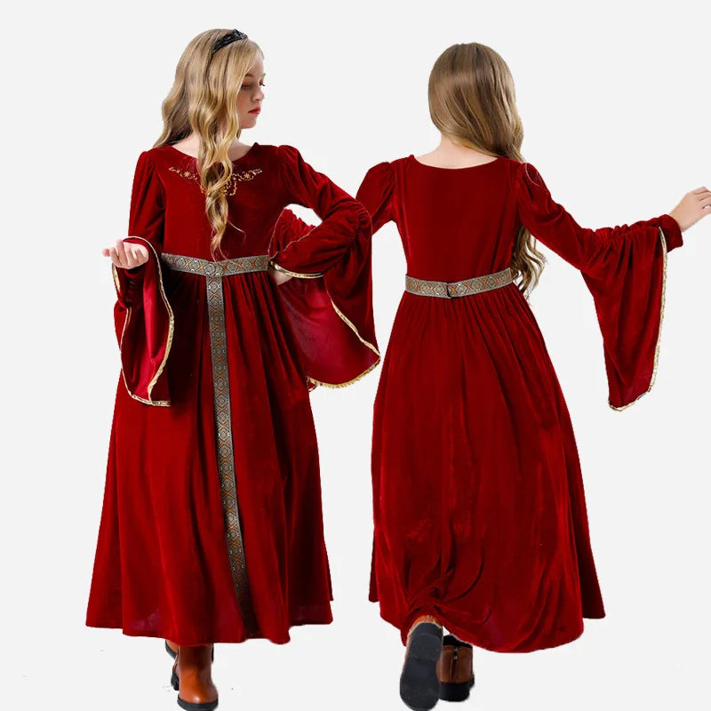 Girls Medieval Court Velvet Gowns Cosplay Costume
