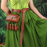 Renaissance Alchemist Leather Belt Medieval Wizard Alchemy Glass Magic Bottle Waist Bag Cosplay Belt