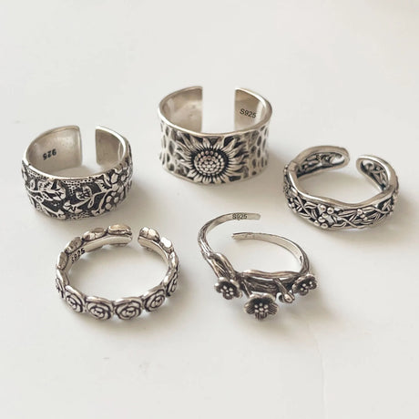 925 Sterling Silver Rings Adjustable for Stacking