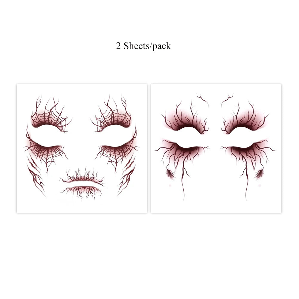 2pcs Vein Design Temporary Tattoo for Halloween Party Body Art Waterproof Face Makeup