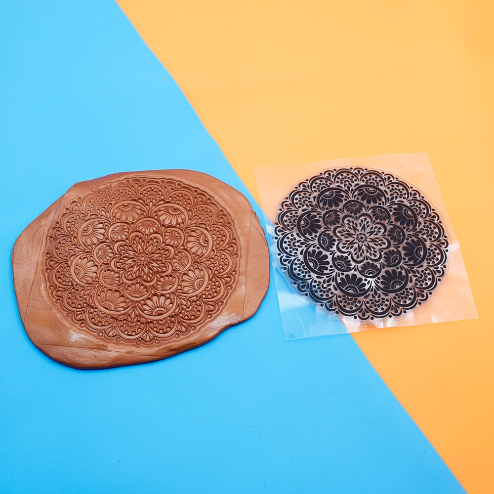 9cm Mandala Pottery Polymer Clay Texture Sheets Embossing Stamp
