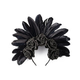 Carnival Showgirl Feather Rose Halo Headpiece Hairband Costume Headdress