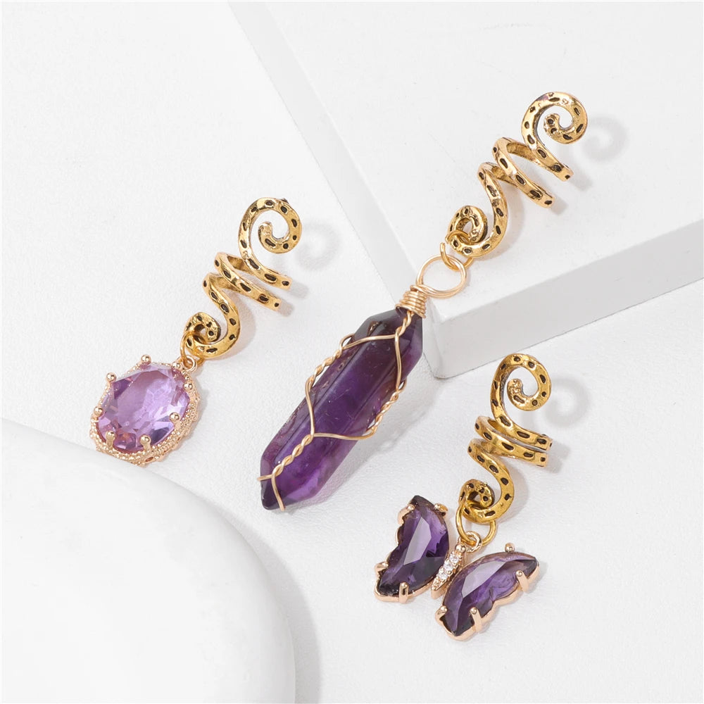 Crystal Braid Jewellery Hair Clips 3pcs/Set Natural Stones