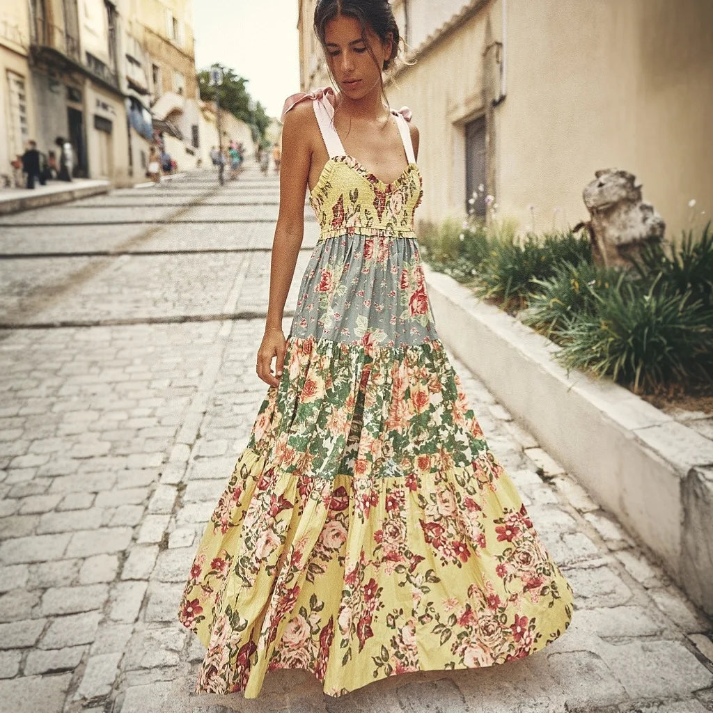 Ari's Boho Maxi Dresses 9 Colours Vintage Floral Print Summer Dress